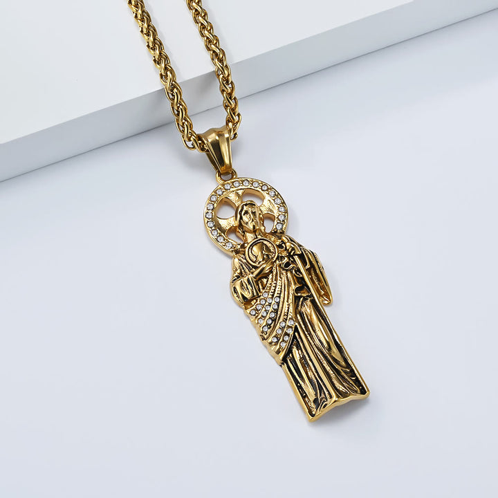 Christianartworkshop Strass-Halo-Anhänger mit dem Heiligen Judas Thaddäus in Kuba: Symbol verzweifelter Rettung - Golden - image 2