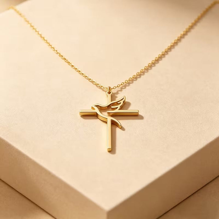 Christianartworkshop Minimalistische Taubenkreuz-Anhänger-Halskette: Symbol des reinen himmlischen Friedens - image 3