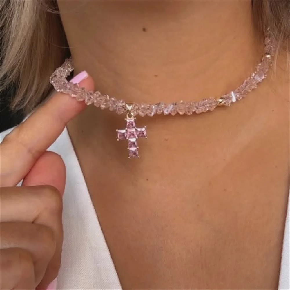 Christianartworkshop Armband mit facettiertem Kristallperlenkreuz: Symbol funkelnden himmlischen Segens - image 1