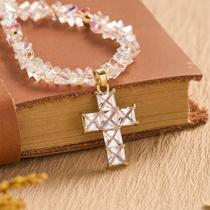 Christianartworkshop Armband mit facettiertem Kristallperlenkreuz: Symbol funkelnden himmlischen Segens - image 20