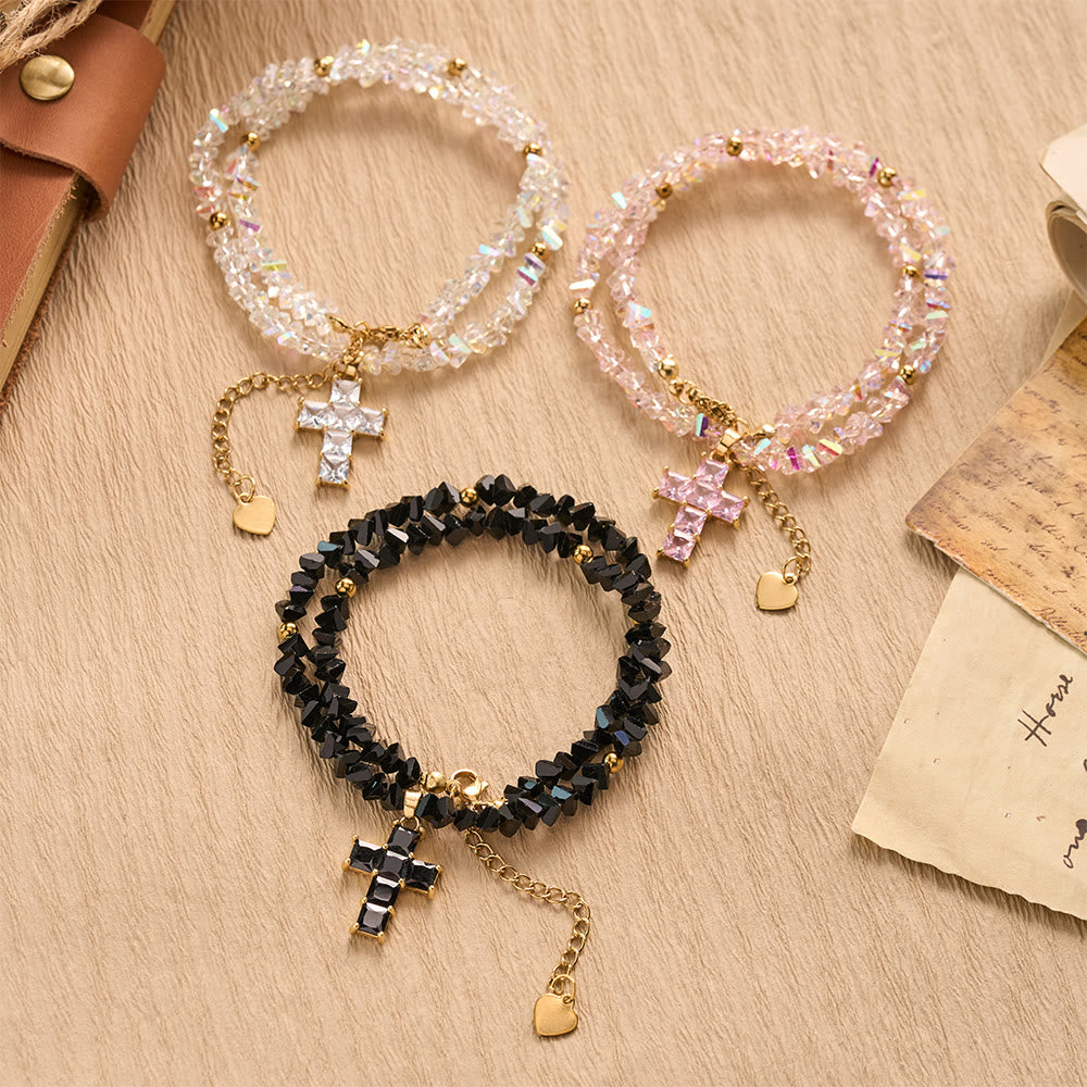Christianartworkshop Armband mit facettiertem Kristallperlenkreuz: Symbol funkelnden himmlischen Segens - image 2