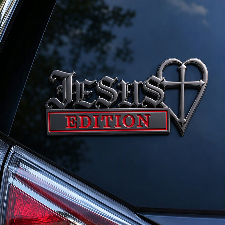 Christianartworkshop 3D-Autoaufkleber mit Jesusherz und Kreuz aus Metall: Symbol fester himmlischer Überzeugung - Schwarz Rot - Set mit 10 Stück - image 6