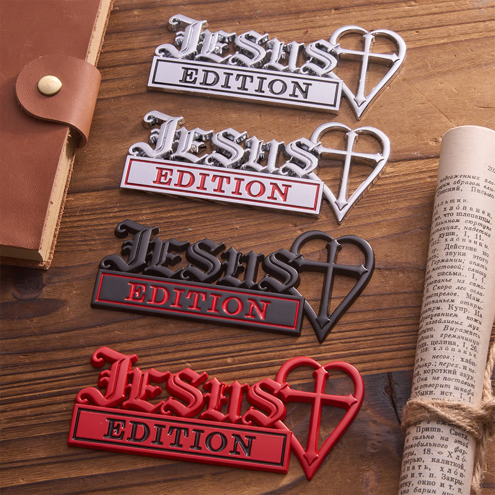Christianartworkshop 3D-Autoaufkleber mit Jesusherz und Kreuz aus Metall: Symbol fester himmlischer Überzeugung - image 0