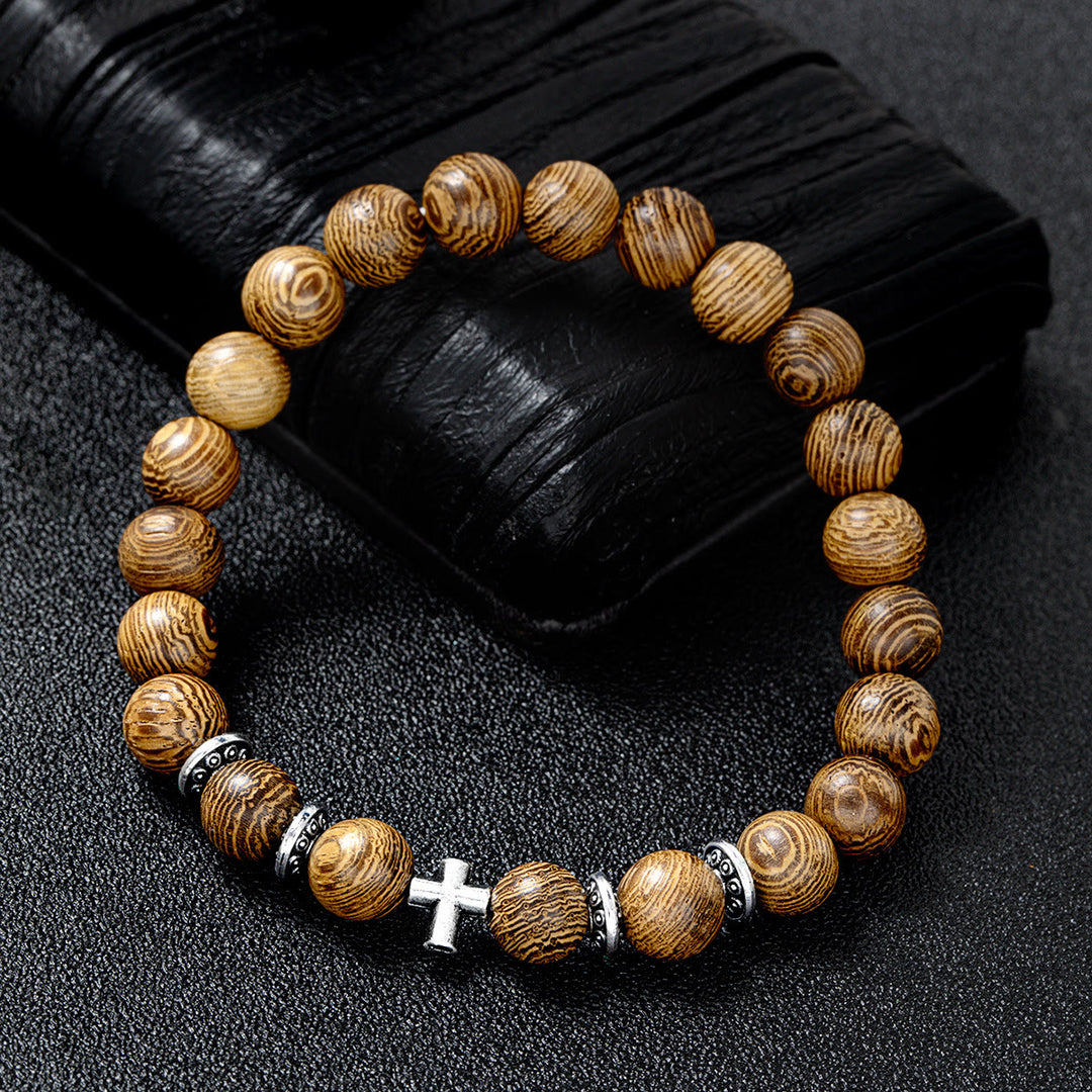 Christianartworkshop Stretch-Armband mit Kreuz aus natürlichen Holzperlen: Symbol für sicheren himmlischen Schutz - image 10