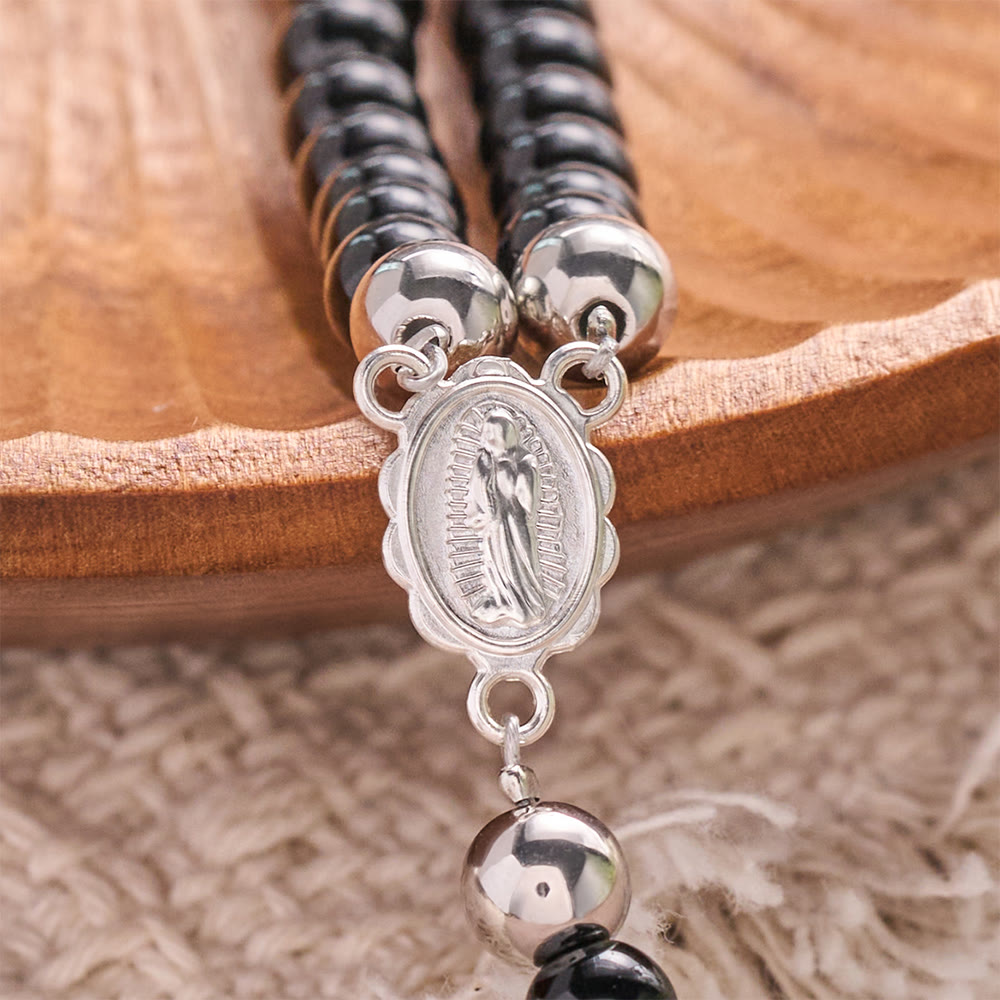Christianartworkshop Rundes Perlenarmband mit Kreuz und Heiliger Medaille: Symbol der reinen himmlischen Barmherzigkeit - image 11