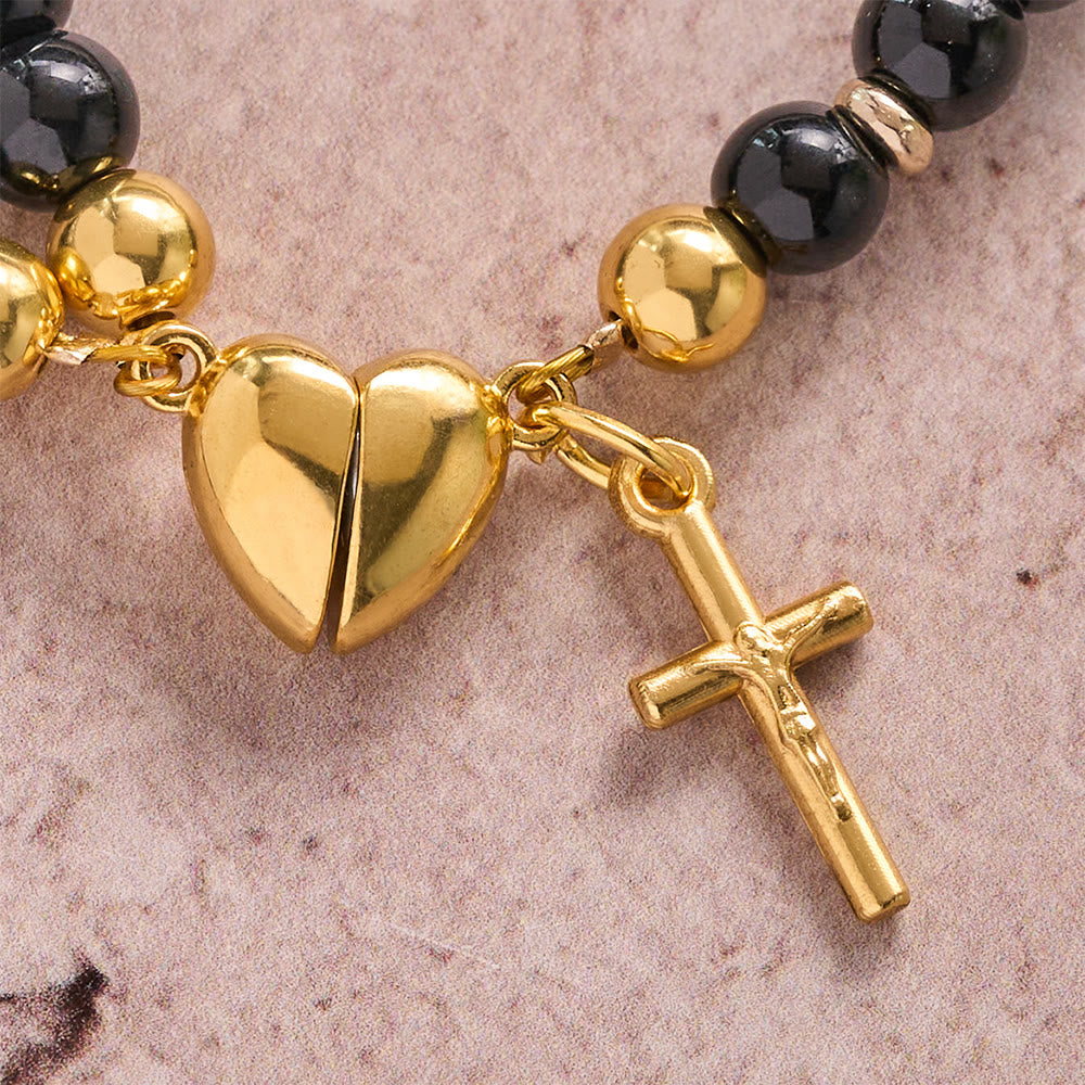 Christianartworkshop Rundes Perlenarmband mit Kreuz und Heiliger Medaille: Symbol der reinen himmlischen Barmherzigkeit - image 6