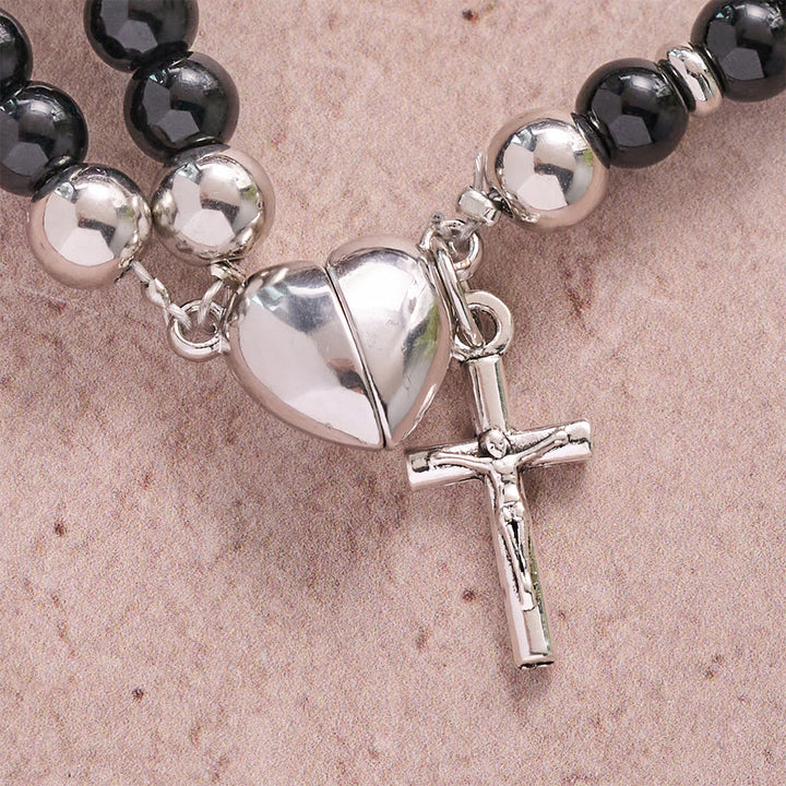 Christianartworkshop Rundes Perlenarmband mit Kreuz und Heiliger Medaille: Symbol der reinen himmlischen Barmherzigkeit - image 10