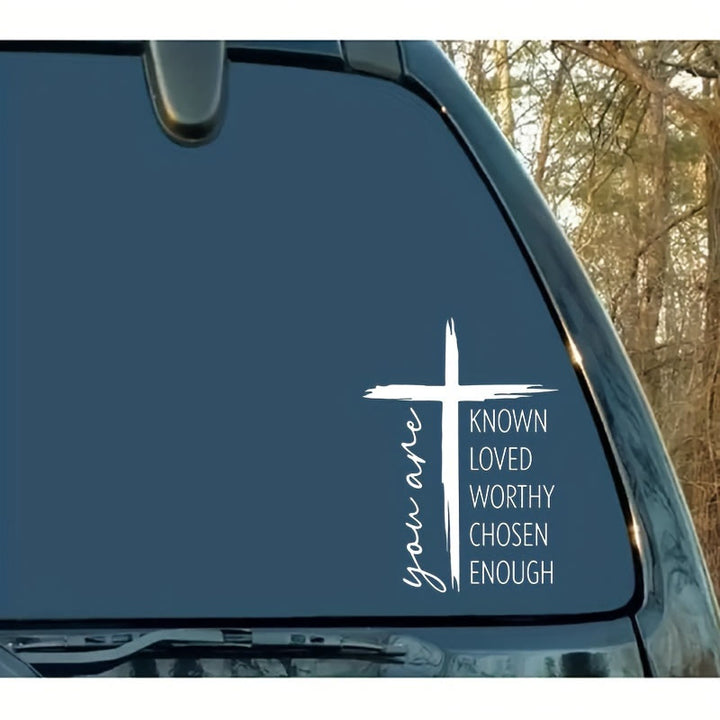 Christianartworkshop Autoaufkleber mit Pinselstrich-Kreuz-Affirmation: Symbol für warme, himmlische Selbstbestätigung - image 1