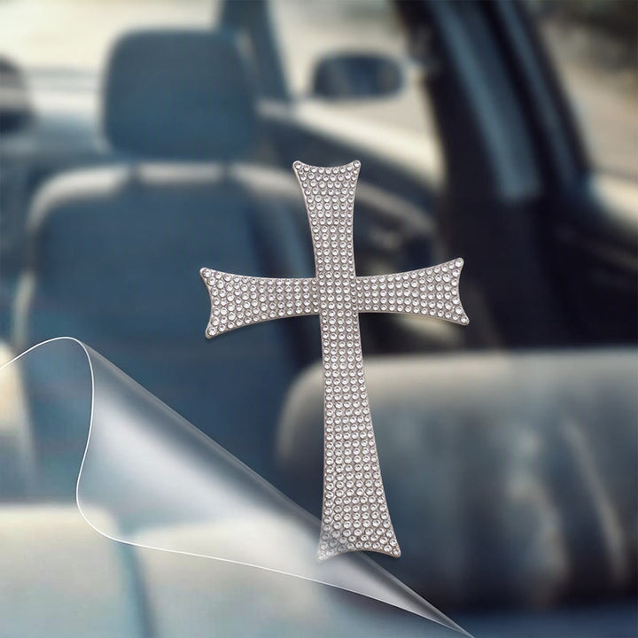 Christianartworkshop Glitzernder Autoaufkleber mit Strasskreuz: Symbol für stetigen himmlischen Schutz auf der Straße - image 0