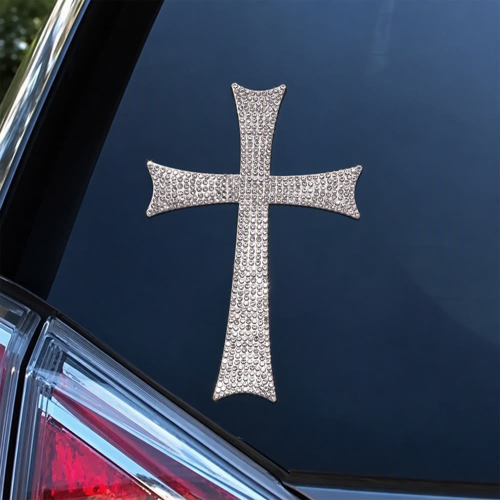Christianartworkshop Glitzernder Autoaufkleber mit Strasskreuz: Symbol für stetigen himmlischen Schutz auf der Straße - image 2