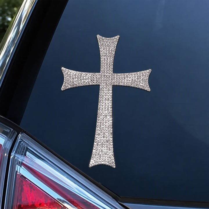 Christianartworkshop Glitzernder Autoaufkleber mit Strasskreuz: Symbol für stetigen himmlischen Schutz auf der Straße - image 2