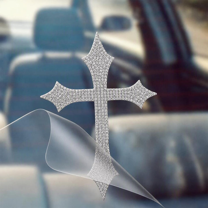 Christianartworkshop Gotischer Glitzerkreuz-Autoaufkleber mit Stacheln: Symbol für festen himmlischen Schutz - image 1