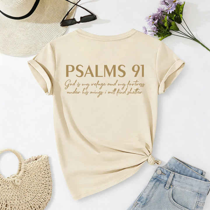 Christianartworkshop Psalm 91 Damen-T-Shirt mit V-Ausschnitt und geknotetem Saum und Kreuzmuster. - image 41