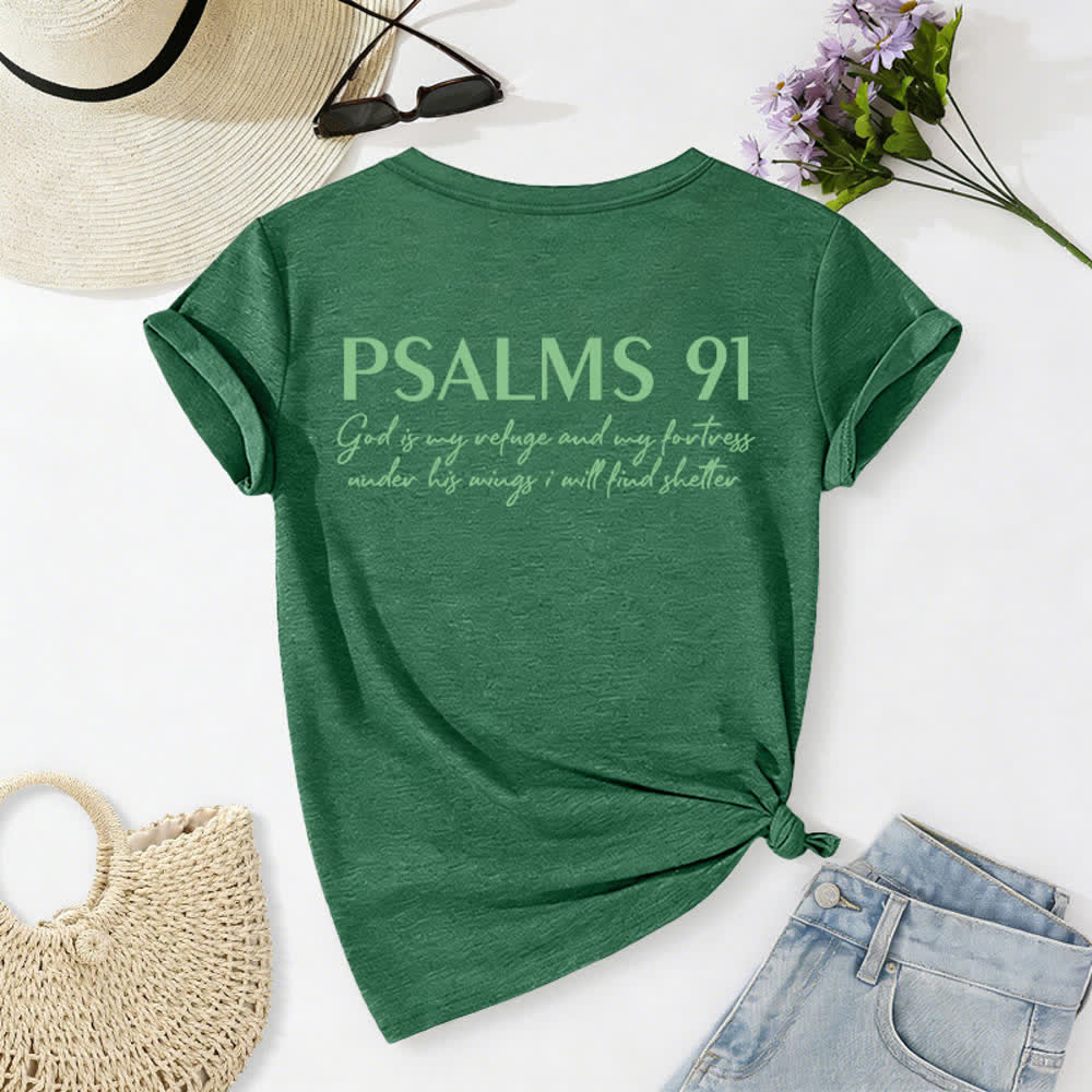 Christianartworkshop Psalm 91 Damen-T-Shirt mit V-Ausschnitt und geknotetem Saum und Kreuzmuster. - image 31