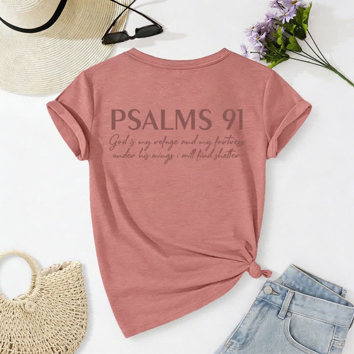 Christianartworkshop Psalm 91 Damen-T-Shirt mit V-Ausschnitt und geknotetem Saum und Kreuzmuster. - image 36