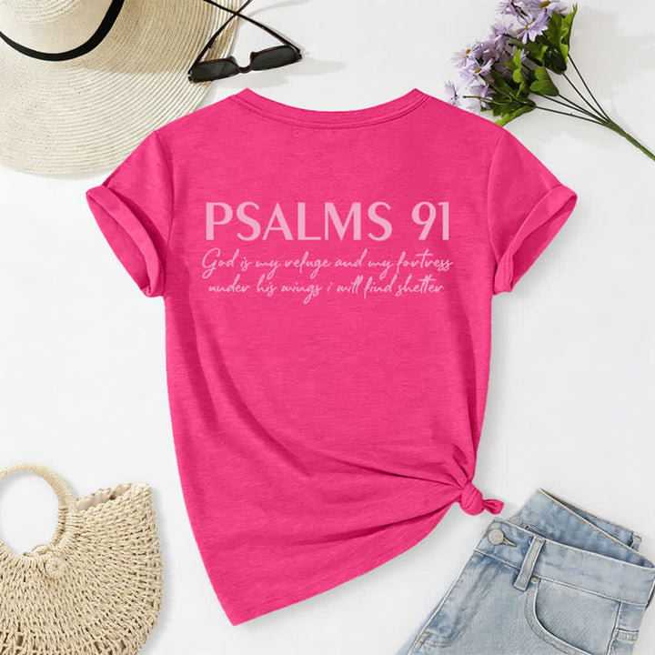 Christianartworkshop Psalm 91 Damen-T-Shirt mit V-Ausschnitt und geknotetem Saum und Kreuzmuster. - image 46