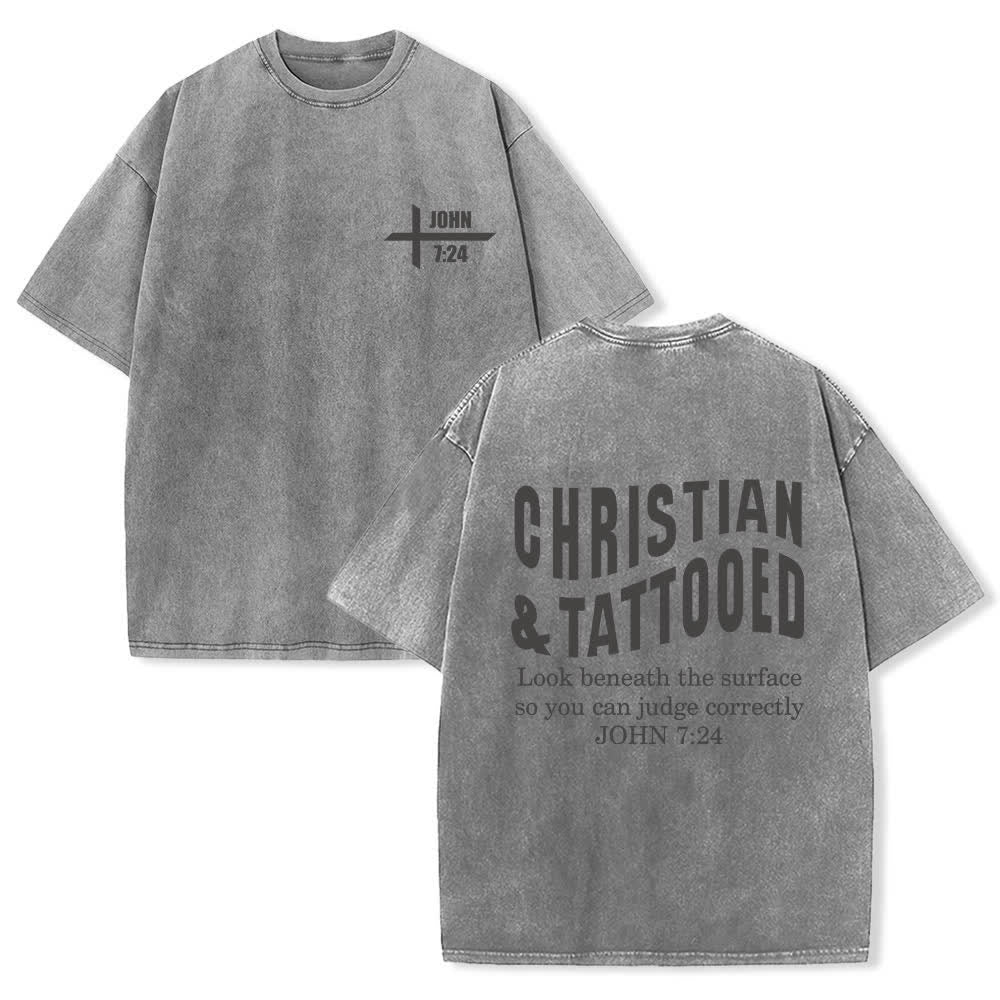 Christianartworkshop Johannes 7:24 Vintage Street Statement Washed T-Shirt - Grau - 4XL - image 0