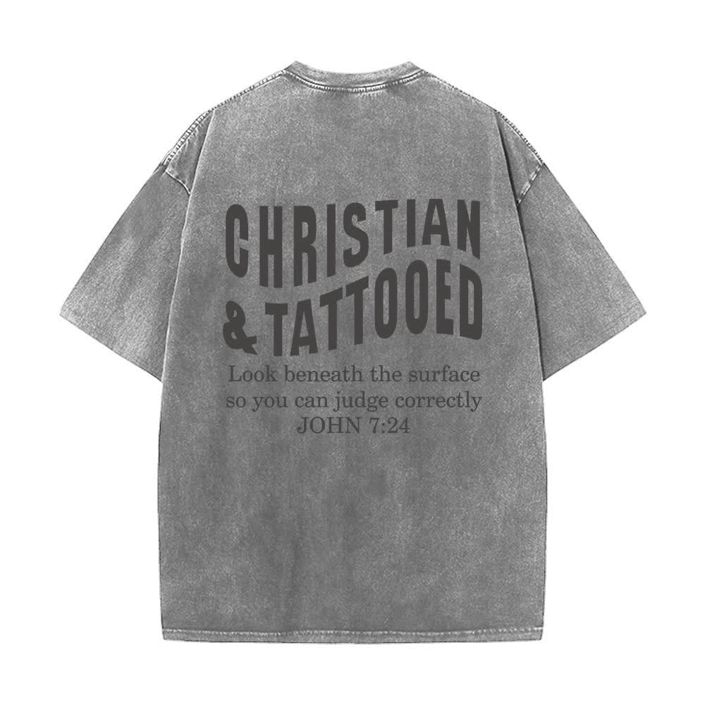 Christianartworkshop Johannes 7:24 Vintage Street Statement Washed T-Shirt - image 1