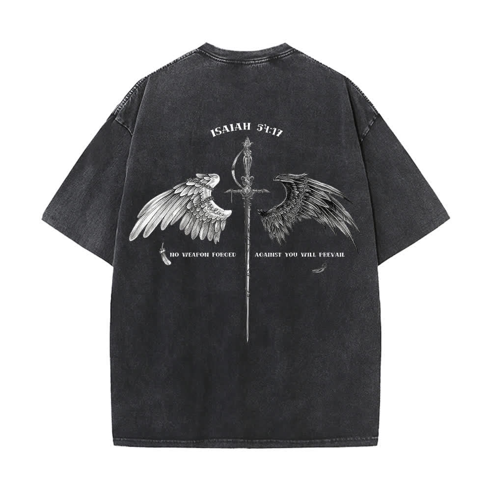 Christianartworkshop Jesaja 54,17 Flügel der Hoffnung – Gewaschenes T-Shirt - Schwarz - 4XL - image 1