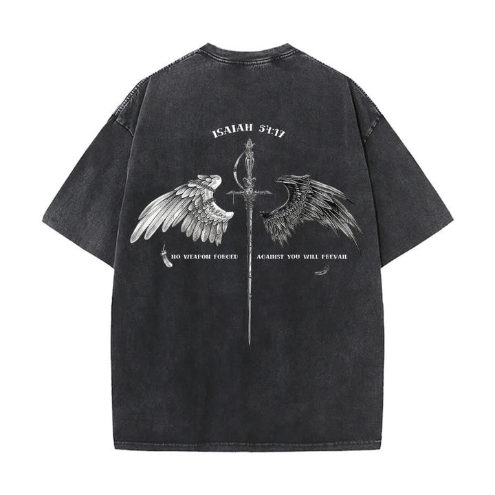Christianartworkshop Jesaja 54,17 Flügel der Hoffnung – Gewaschenes T-Shirt - Schwarz - 4XL - image 1