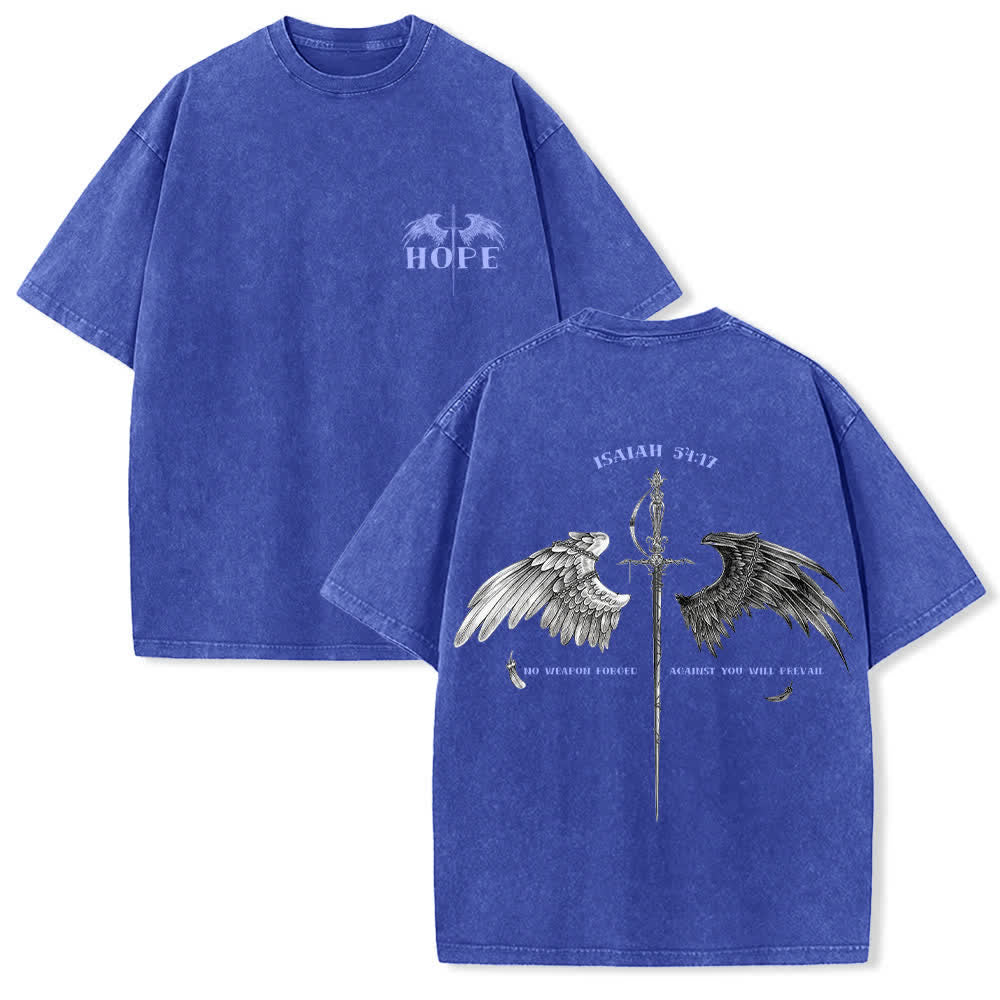 Christianartworkshop Jesaja 54,17 Flügel der Hoffnung – Gewaschenes T-Shirt - Blau - 4XL - image 12