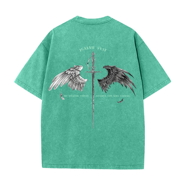 Christianartworkshop Jesaja 54,17 Flügel der Hoffnung – Gewaschenes T-Shirt - image 10