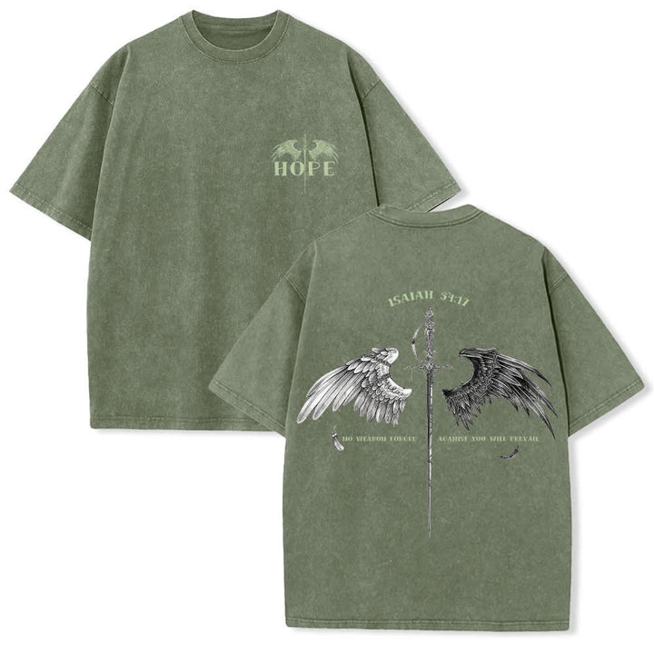Christianartworkshop Jesaja 54,17 Flügel der Hoffnung – Gewaschenes T-Shirt - Armeegrün - 4XL - image 3