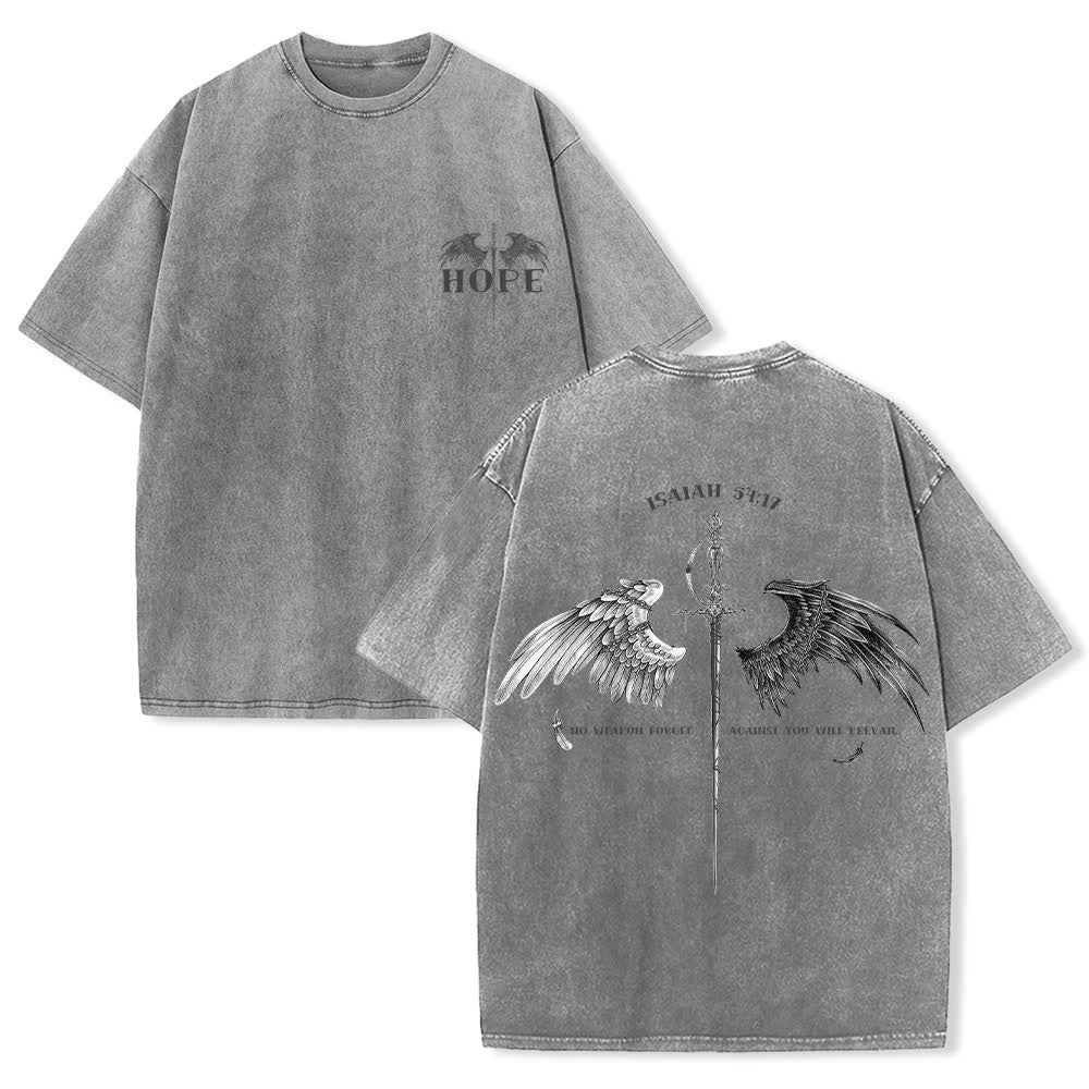 Christianartworkshop Jesaja 54,17 Flügel der Hoffnung – Gewaschenes T-Shirt - Grau - 4XL - image 15