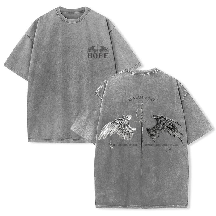 Christianartworkshop Jesaja 54,17 Flügel der Hoffnung – Gewaschenes T-Shirt - Grau - 4XL - image 15