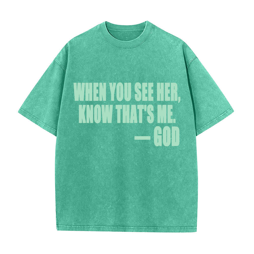 Christianartworkshop Vintage Oversized T-Shirt mit Gottesbotschaft im Used-Look - Grün - 4XL - image 1
