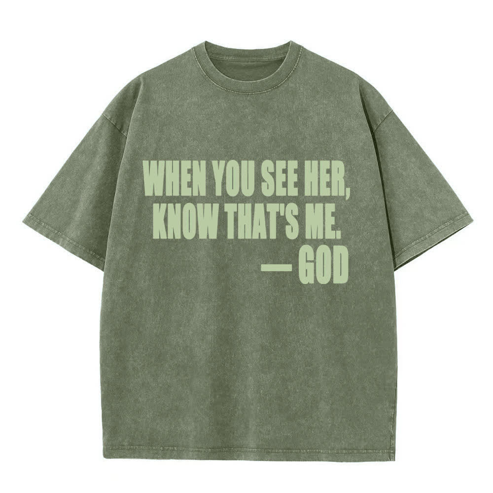 Christianartworkshop Vintage Oversized T-Shirt mit Gottesbotschaft im Used-Look - Armeegrün - 4XL - image 0