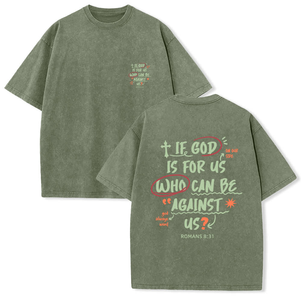 Christianartworkshop Wenn Gott für uns ist – Boxy Washed T-Shirt - Armeegrün - 4XL - image 3
