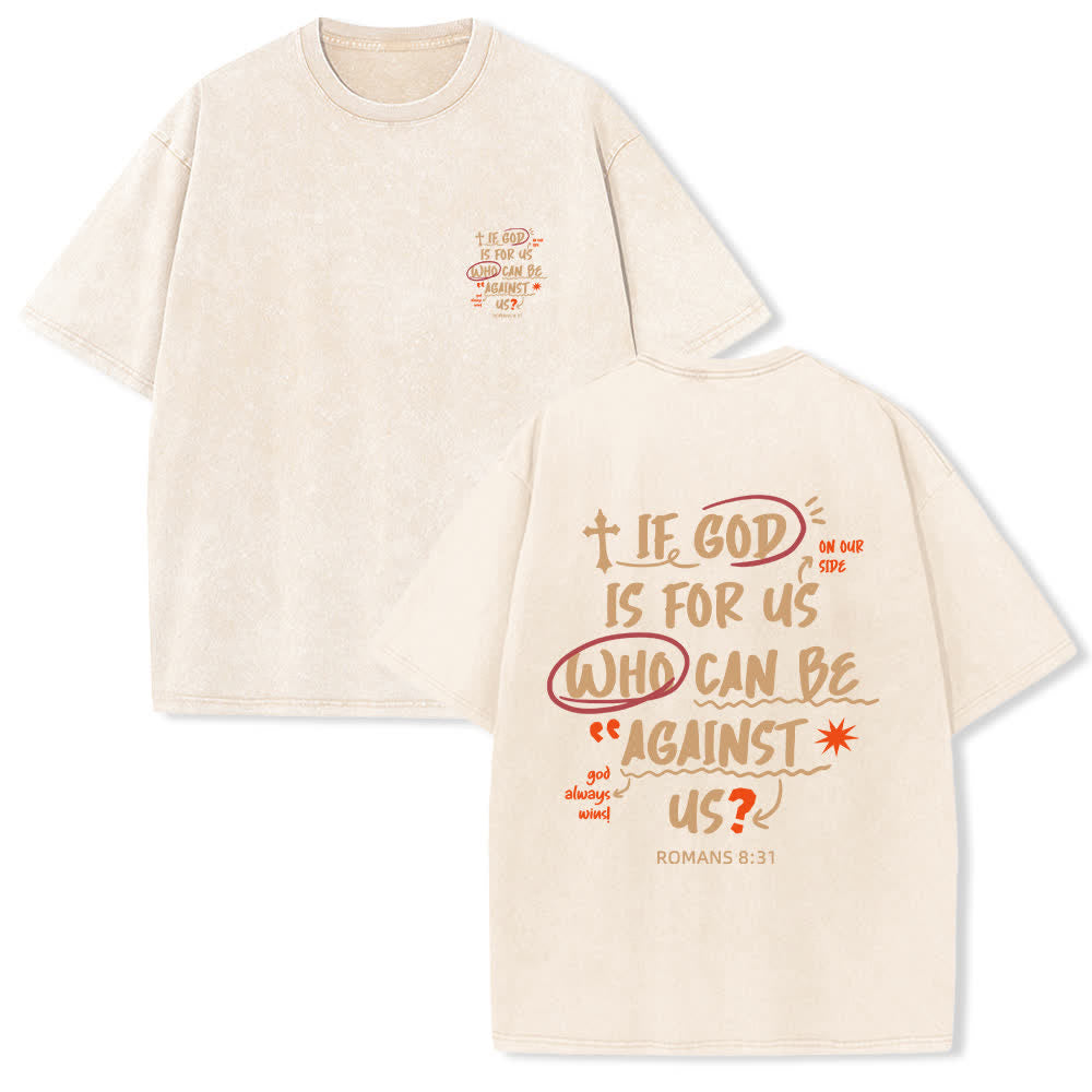 Christianartworkshop Wenn Gott für uns ist – Boxy Washed T-Shirt - Beige - 4XL - image 0