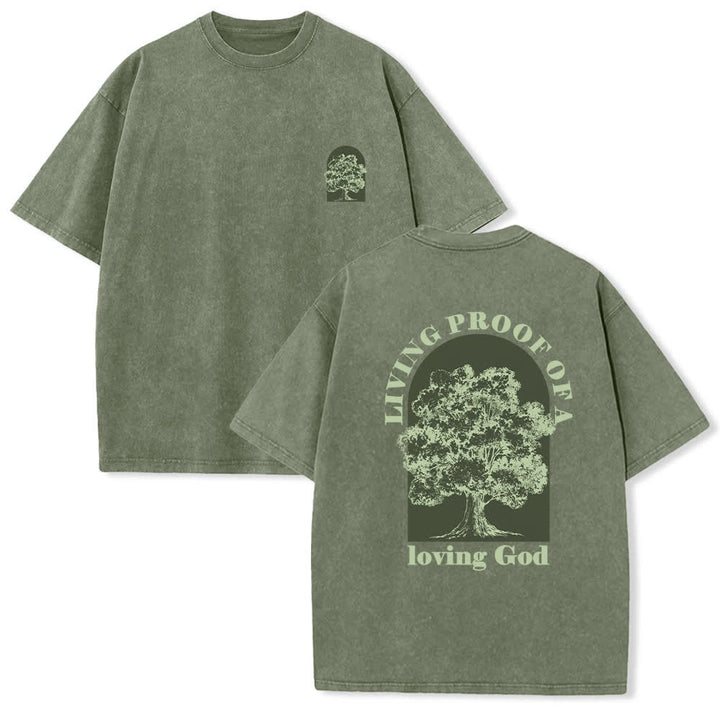 Christianartworkshop Living Proof Tree Oversized Washed T-Shirt - Armeegrün - 4XL - image 0