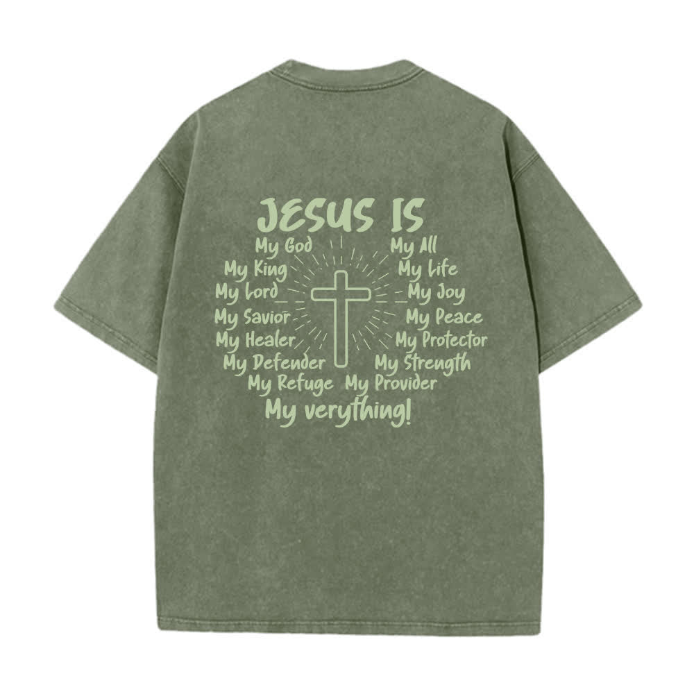 Christianartworkshop Jesus Is Cross Rückendruck Oversized Washed T-Shirt - image 4