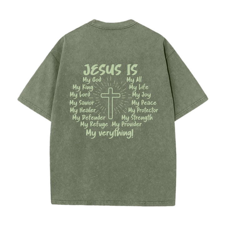 Christianartworkshop Jesus Is Cross Rückendruck Oversized Washed T-Shirt - image 4