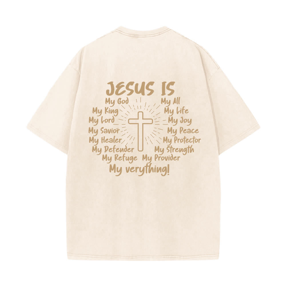 Christianartworkshop Jesus Is Cross Rückendruck Oversized Washed T-Shirt - image 7