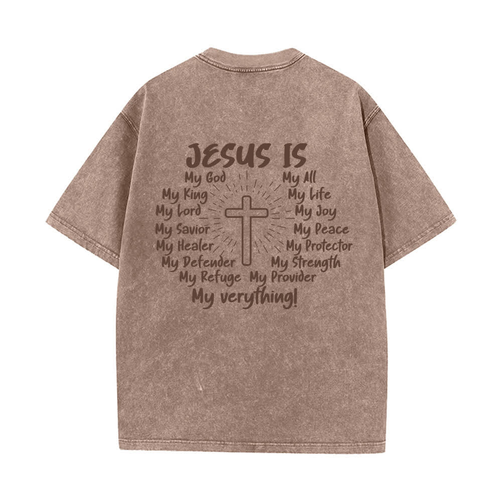 Christianartworkshop Jesus Is Cross Rückendruck Oversized Washed T-Shirt - image 10