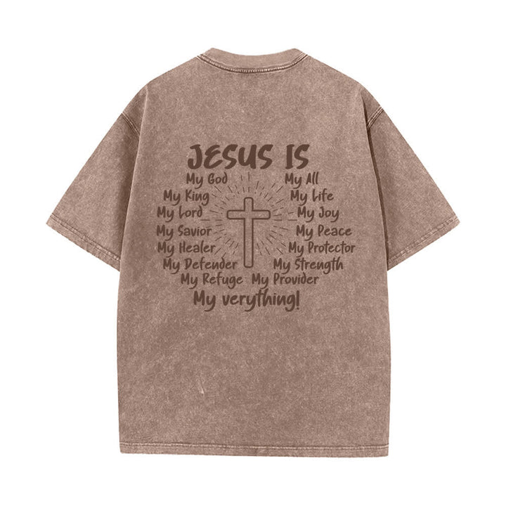 Christianartworkshop Jesus Is Cross Rückendruck Oversized Washed T-Shirt - image 10