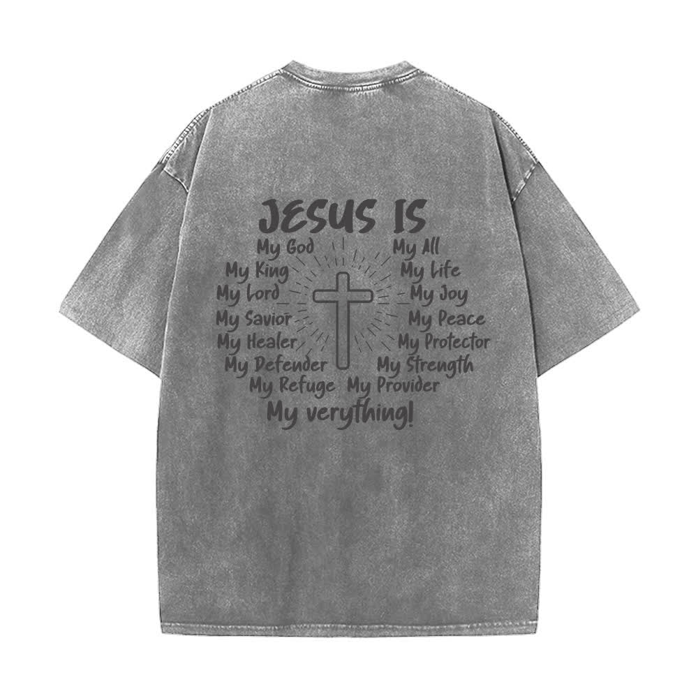Christianartworkshop Jesus Is Cross Rückendruck Oversized Washed T-Shirt - image 13