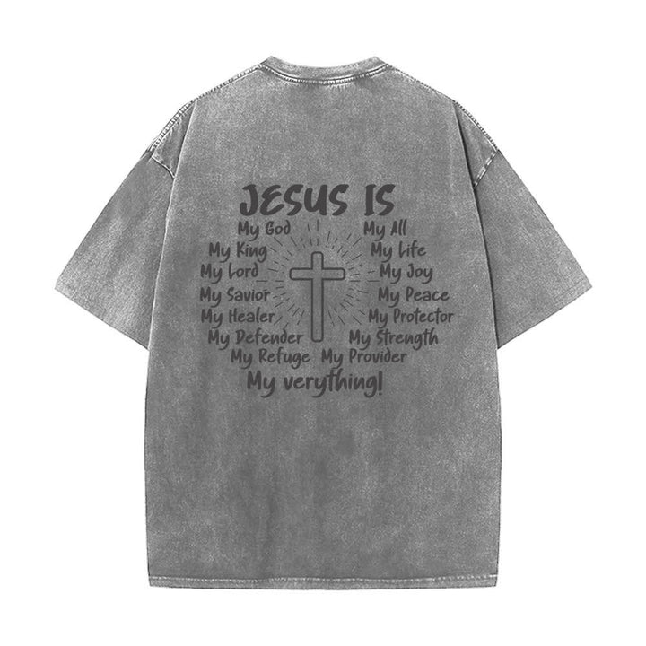 Christianartworkshop Jesus Is Cross Rückendruck Oversized Washed T-Shirt - image 13