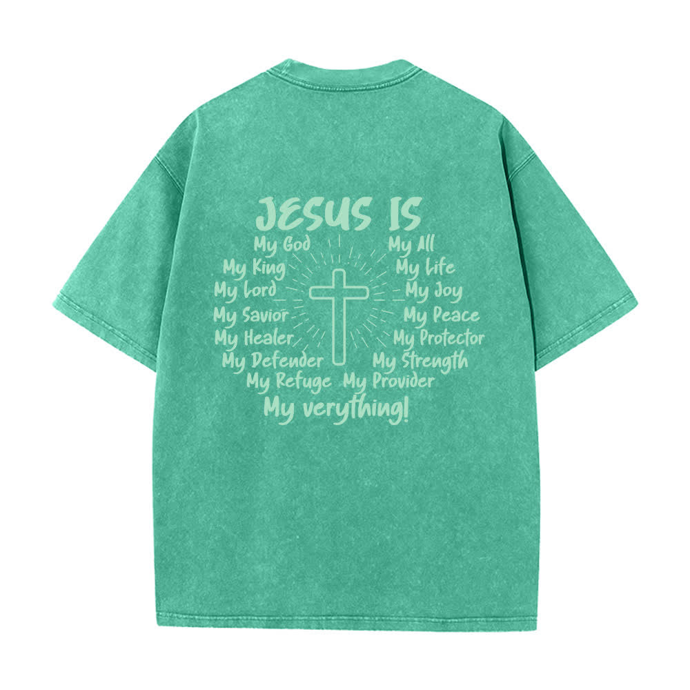Christianartworkshop Jesus Is Cross Rückendruck Oversized Washed T-Shirt - image 16
