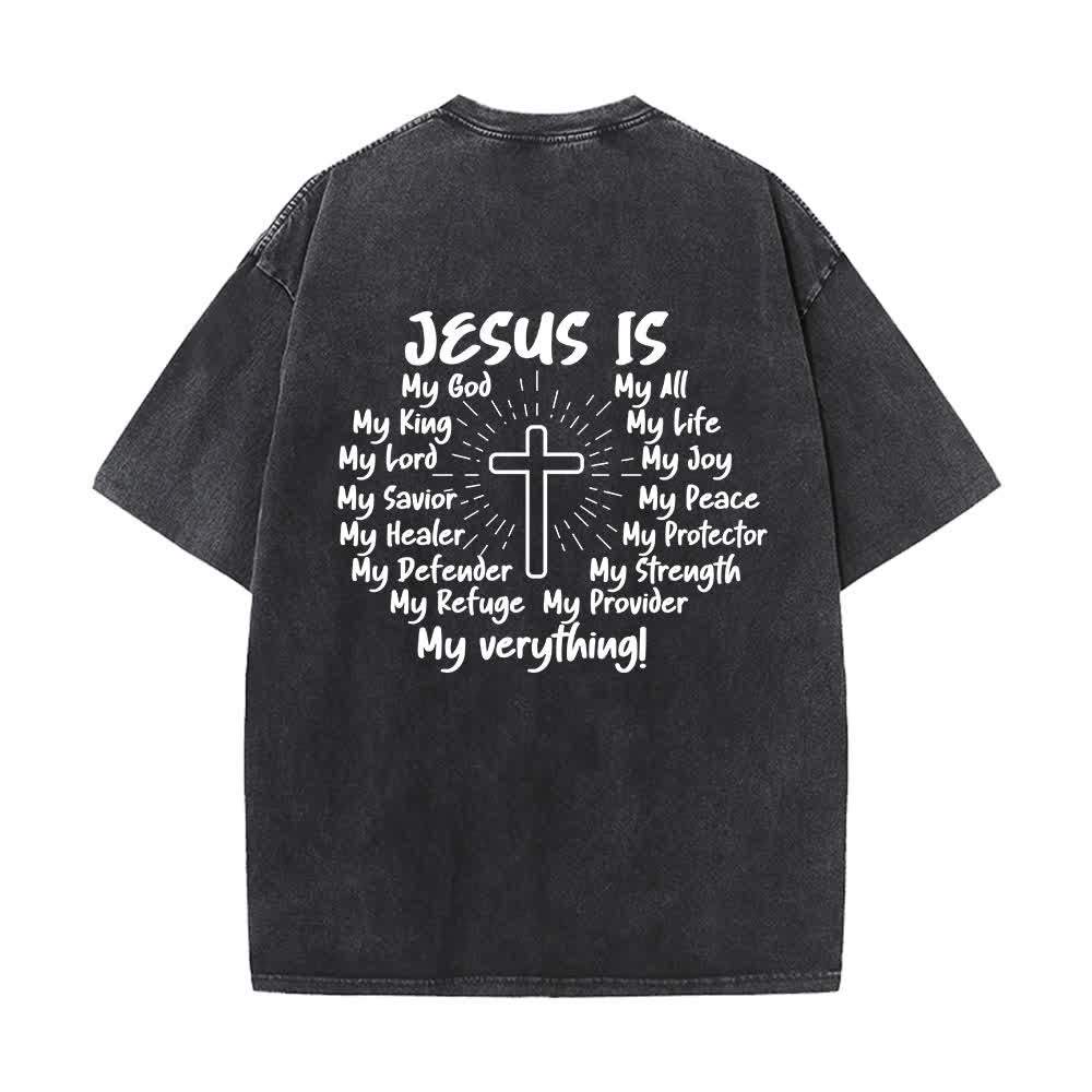 Christianartworkshop Jesus Is Cross Rückendruck Oversized Washed T-Shirt - image 1