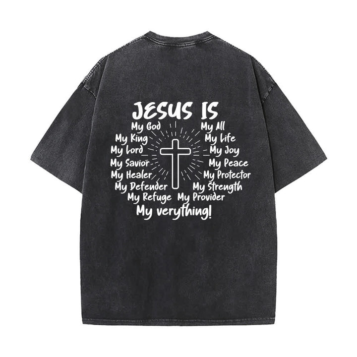 Christianartworkshop Jesus Is Cross Rückendruck Oversized Washed T-Shirt - image 1