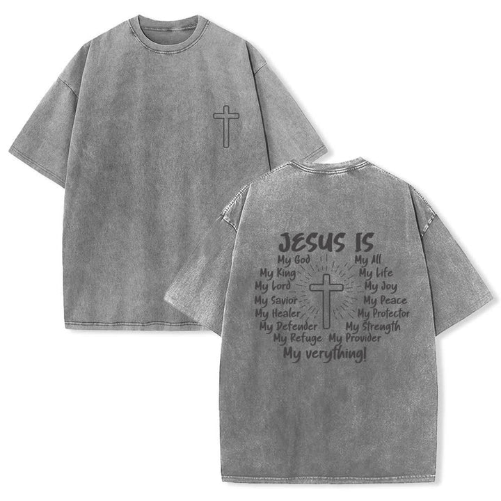 Christianartworkshop Jesus Is Cross Rückendruck Oversized Washed T-Shirt - Grau - 4XL - image 12