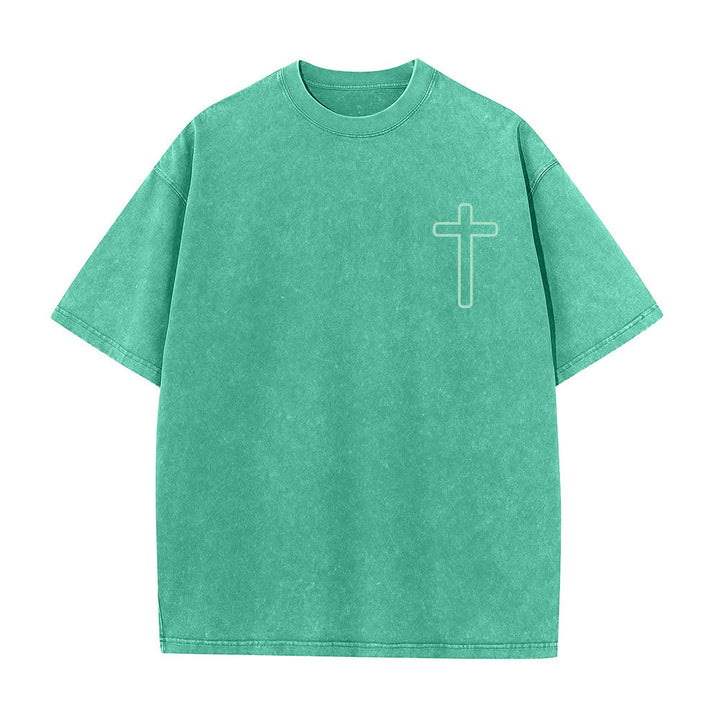 Christianartworkshop Jesus Is Cross Rückendruck Oversized Washed T-Shirt - image 17
