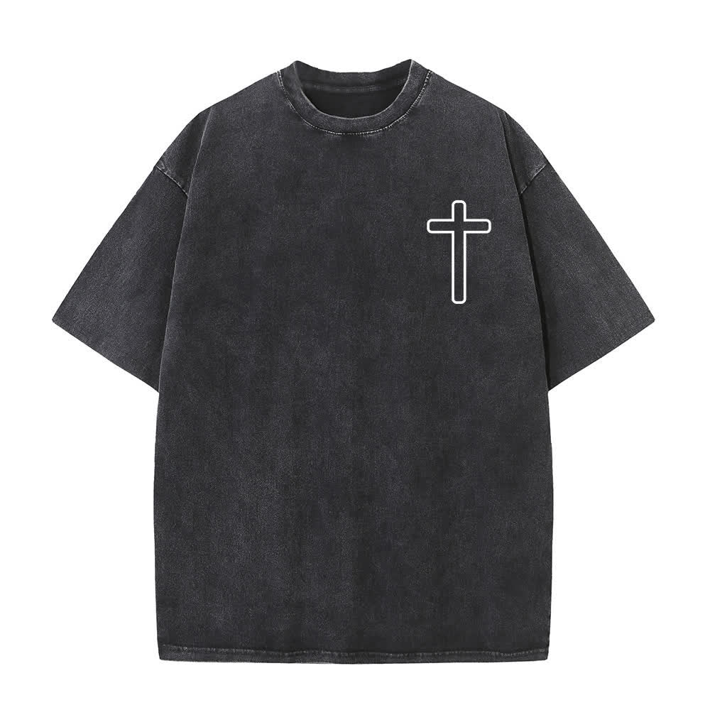 Christianartworkshop Jesus Is Cross Rückendruck Oversized Washed T-Shirt - image 2