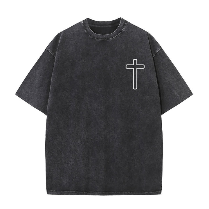 Christianartworkshop Jesus Is Cross Rückendruck Oversized Washed T-Shirt - image 2