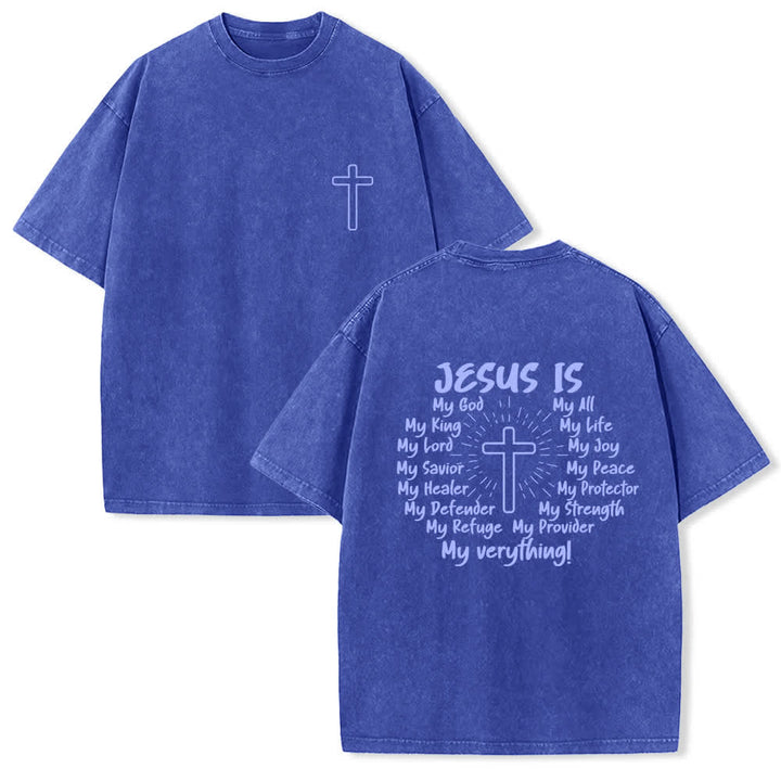 Christianartworkshop Jesus Is Cross Rückendruck Oversized Washed T-Shirt - Blau - 4XL - image 18