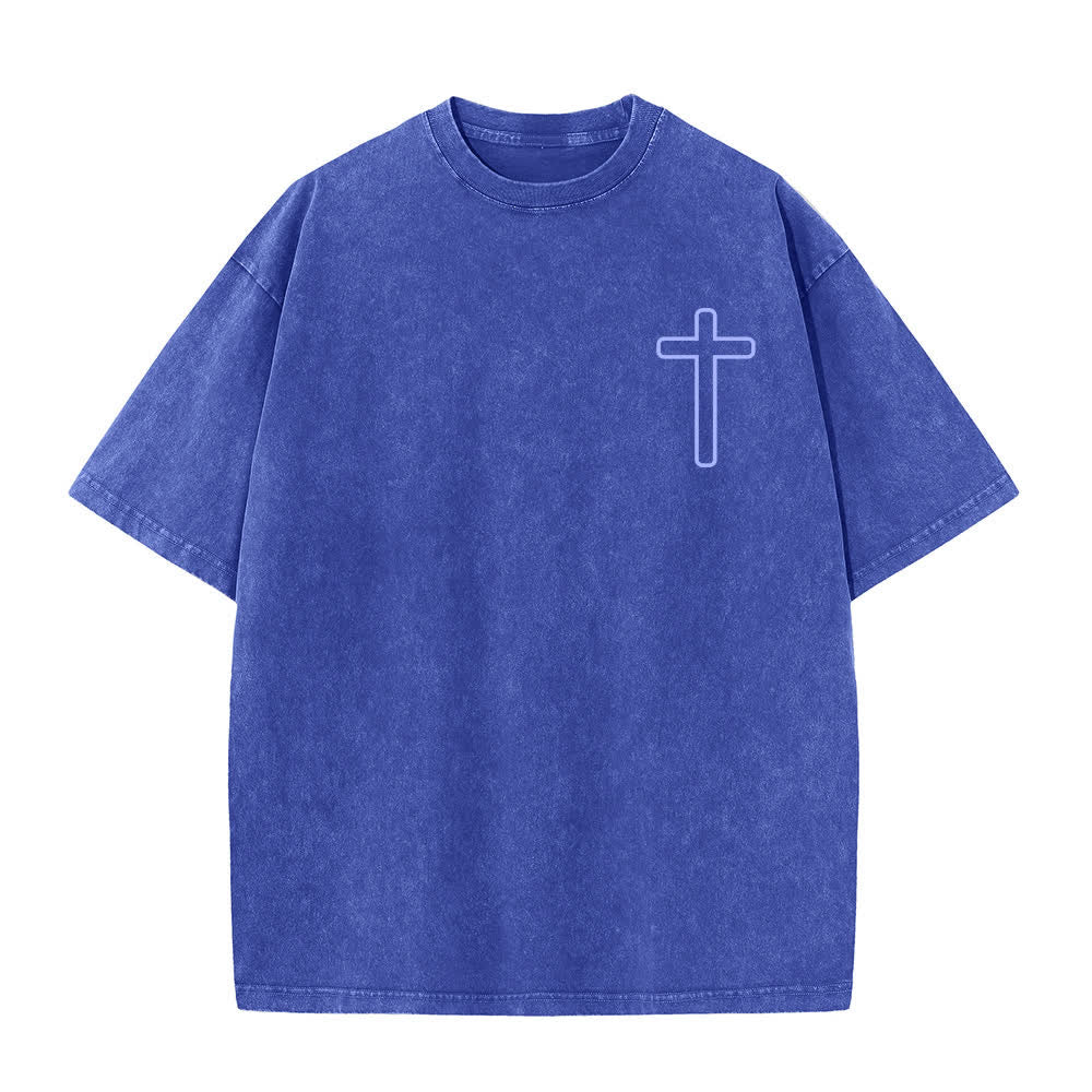 Christianartworkshop Jesus Is Cross Rückendruck Oversized Washed T-Shirt - image 20